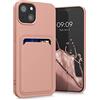 kwmobile Custodia Compatibile con Apple iPhone 13 Cover - Back Case Cellulare con Slot Porta Carte - Morbida in Silicone TPU pompelmo rosa