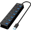Generic Splitter HUB USB a 7 porte con interruttore individuale Adattatore USB 3.0 Hub Multi-Port Powered Switch Presa di ricarica ON/OFF Splitter