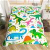 Homemissing Set di biancheria da letto con copripiumino e 1 federa per letto singolo, motivo: dinosauro verde, per bambini e bambine