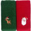 Cabilock 2 asciugamani di Natale, asciugamani verdi, decorazione natalizia, decorazione di colore verde, asciugamani di Natale