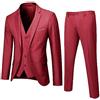 Generisch Tuta da uomo, 3 pezzi, vestibilità regolare, per uomo, smoking, da uomo, 3 pezzi, per matrimonio, da uomo, stile moderno, da sposo, completo, da lavoro, da uomo, elasticizzato, giacca, Colore: rosso,