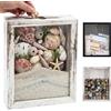 GraduationMall 20x25cm Ticket Shadow box Cornice per Esporre Ricordi e Souvenir,Tappo per Vino,Bianco Scatola di Memoria,Cornici per Foto per Oggetti