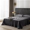 CHUFFED Lenzuolo in 100% lino, lavabile, traspirante, per case coloniche, con finitura morbida, solo 1 letto (230 cm x 260 cm, grigio scuro)