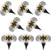 Caldarax 8 Pezzi Luci Solari da Giardino Esterno, 8 LEDs Lampade Solare da Terra IP65 Impermeabile, Faretti Sepolta Solari a da Esterno, per Patio, Piscina, Vialetto, Marciapiede, Prato(Bianco Caldo)