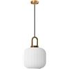 ZTTECH Lampada a Sospensione in Vetro Bianco con Paralume in Vetro Rigato e Finitura Bronzo, Lampada a Sospensione Moderna Retro Plafoniera (200mm)