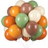 UDRKFOPK Palloncini salvia verde, arancione, 60 pezzi, 12 pollici, verde oliva, arancione, con colori della pelle, caffè, verde, marrone, in lattice, per safari della giungla, feste in giardino selvatico