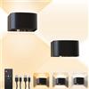 KagoLing LED Applique da Parete Interno, KagoLing 2 Pezzi 4000mAh Moderno Lampada con Telecomando Sensore di Movimento,[600LM/3 Colori/Modos]Illuminazione per Camera da Letto Soggiorno comodino Scale Corridoio