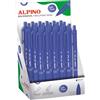 Alpino - Espositore con 24 penne Soft Touch | Colori assortiti con impugnatura antiscivolo e morbida al tatto | Punta da 1 mm | Inchiostro blu di alta qualità e asciugatura rapida | Design funzionale
