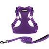 Best Pet Supplies Voyager Set di pettorina regolabile per cani, copertura integrale, strisce riflettenti, per passeggiate, anti-tiro, con anello a D, traspirante, per tutte le stagioni, viola, S