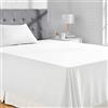Corredocasa Lenzuolo Sotto con Angoli Lenzuolo Piano Puro Cotone Extra Percalle Colore Bianco Disponibile Tutte le Misure Ideale per Fornitura Albergo, Hotel(Matrimoniale, Lenzuolo Sotto con Angoli)