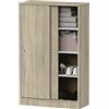 Muebles Pitarch | Armadio Ausiliario Multiuso basso porte scorrevoli per pulizia, cucine, gallerie, uffici 120x74x33cm (altezza x larghezza x profondità), Bianco e Rovere Cambrian, Collezione Tibet