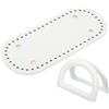 QUARKZMAN Kit per Realizzazione Borsa Uncinetto, 1Pz 22cm x 10cm Fondo Borsa in Ecopelle con 2Pz Manici Forma D per Forniture per Realizzazione Borse Fai da Te Borsa Uncinetto, Bianco