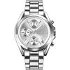 SKMEI Orologio da polso per uomo e donna, cronografo, impermeabile, con data, analogico, al quarzo, stile casual, alla moda, unisex, con cinturino in acciaio inossidabile, Argento, 1.69*1.54*0.51
