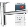 SCHÜTTE UNICORN 33790 - Rubinetto da cucina a bassa pressione girevole a 150°, con funzione anti-ritorno, miscelatore monocomando per lavello, cromato