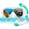 AOOSA Set da Snorkeling con Boccaglio e Occhiali da Immersione， Unisex Adult Anti-Fog Diving Mask, Diving Mask with Large Lenses, per Snorkeling, Diving, Apnea, Nuoto, Unisex, Blu