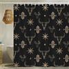 She Love Tenda da doccia con teschio di toro occidentale, stile bohémien, con corno lungo, con ganci, 183 x 183 cm, impermeabile, in poliestere (nero e oro con teschio di toro)