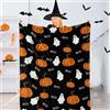 Togvu Coperte per Halloween, divertenti fantasmi e zucche carine Halloween spettrali nero arancione coperta, coperta leggera in flanella per camera da letto, soggiorno, divano, decorazioni per la casa, 127