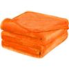 PiccoCasa Fleece Bed Blanket Queen Size Orange 330GSM Soft Lightweight Microfiber Plush Flannel Blanket Thick All Season Throw Blankets for Couch Sofa Bed Traveling, 90 x 90 Inches