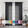 OWENIE 2 tende trasparenti in voile, 213,4 cm, 2 pannelli, per soggiorno/camera da letto, 106,7 x 213,4 cm (larghezza x lunghezza), colore nero