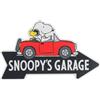 Open Road Brands Peanuts Snoopy's Garage Arrow Metal Sign - Fun Peanuts Wall Decor for Garage, Shop or Kids' Bedroom