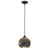 V-TAC VT-7206 LED PENDANT LIGHT HOLDER WITH 3D GLASS LAMPSHADE AND MATT BLACK METAL CANOPY D:200mm,E27