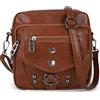 Gladdon Piccola borsa a tracolla da donna da viaggio staccabile borse a tracolla vintage in pelle multi tasche, Marrone, small