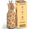 asobu Bestie Borraccia termica in acciaio inox, con testa a forma di animale morbido, rimovibile, per bambini e ragazzi, con cannuccia flessibile, riutilizzabile, da 40 ml (giraffa)