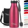 Milu - Thermo in acciaio inox da 350/500/750/1000ml/1,5L borraccia termica, a prova di perdite, a doppia parete, adatta per bevande gassate, con spazzola per la pulizia (Bacca, 350ml
