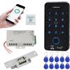 FUSYTULY Kit Sistema di Controllo di Accesso WiFi Tuya Impermeabile di Impronte Tastiera RFID 125KHz 13.56MHz con Serratura Elettrica Della Porta, Alimentatore DC12V + 10pcs Portachiavi