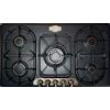 Kaiser KG 9325 Em Retro Piano cottura autonomo a gas 90 cm/Stufa a gas esclusiva Kaiser/Piano cottura a gas/Nero/Griglie massicce in ghisa/Bruciatore WOK 3,8 kW con adattatore