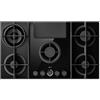 Elica PRF0196341, Piano cottura a gas con cappa aspirante integrata NIKOLATESLA FLAME EVO BL/A/88, Black