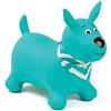 Ludi - Cane Saltatore Blu - 58 x 27 x 48 cm - Giocattolo dinamico in PVC con Manici ergonomici e Bandana Personalizzabile - per Interni ed Esterni - Include Sistema di gonfiaggio - a Partire da 10