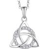 JO WISDOM Collana Argento 925 Donna,Ciondolo con Catena della Trinità con Nodo Celtico Irlandese Triquetra Zirconia cubica 3A