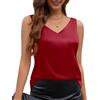 CMTOP Canotta Donna Estiva Canottiera Donna Elegante Senza Maniche Canotta Raso Sottogiacca Estiva Scollo a V Canotta Camicia Sexy Bluse Casual Canotte Top(Rosso, S)
