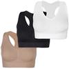 UnsichtBra Bustier - Reggiseno sportivo da donna, senza buegel, set da 3 pezzi, reggiseno morbido senza ferretto, in diversi colori, nero, bianco, beige, L