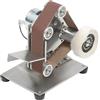 WDRENTOOL Levigatrice per lucidatrici, mini levigatrice a nastro con 10 nastri abrasivi e disco lucidante, affilacoltelli da 150 W, regolazione della velocità, massimo 10000 RPM