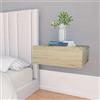 Homgoday Comodini galleggianti Set di 2 comodini Sonoma 40 x 30 x 15 cm, tavolino da parete con cassetto, armadio laterale di stoccaggio, comodino sospeso per camera da letto soggiorno