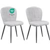 WAFTING Set di 2 Sedie da Pranzo, Sedia a Forma di Conchiglia in Ciniglia e Gambe in Metallo, Comfort Moderno per la Casa e l'Ufficio, Grigio