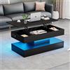FOERPL Tavolino regolabile in altezza, tavolo basso soggiorno sollevabile ed estensibile 100 x 50 x 42 cm Controllo APP Tavolino Soggiorno con luce e stoccaggio Tavoli Centro basso quadrato nero con cassetti