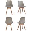 HJhomeheart Set di 4 sedie da pranzo Scandinave, Gambe in Legno massello, Cuscini per Sedie Intrecciati, Sedie da Cucina, Sedie Moderne (Beige-4)