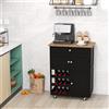 Giantex Carrello da Cucina Interno e Esterno, 1 Cassetto + 3 Ante + 3 Porta Vino, Credenza Mobile con 2 Ruote Bloccabili, Salvaspazio, Portata di 30 kg, 67x37x86 cm, 2 Colori (Nero)
