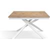 PAZZO DESIGN Tavolo Allungabile Marisa, Rovere Rustico, Gambe Incrociate Bianche, Tavolo Cucina, Tavolo Soggiorno, Made in Italy, 120x80x76 cm - id_2151-B