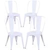 BenyLed Set di 4 Sedie da Pranzo in Metallo, Sedie da Cucina Impilabili in Metallo Sedie da Cucina per Ristorante Bistro Cafe Industriale/Vintage/Rustico (Bianco)