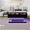 FOERPL Tavolino regolabile in altezza, tavolo basso soggiorno sollevabile ed estensibile 100 x 50 x 45 cm Controllo APP Tavolino Soggiorno con luce e stoccaggio Tavoli Centro basso quadrato nero con cassetti