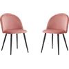 EGOONM Set di 2 Sedie da Pranzo, Sedia in Stile Nordico in Velluto con Pieds en Métal Noir, Sedie da Cucina (Rosa-Nero Piedi)