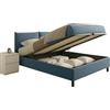 Web Convenienza Letto Matrimoniale con Contenitore - Rete Letto 160x195 cm - Made in Italy - Struttura in Fibra di Legno - Testata Imbottita con Giroletto Coordinato - in Vari Colori (rete e box - Velluto Blu mare)