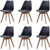 HJhomeheart Set di 6 sedie da pranzo Scandinave, Gambe in Legno massello, Cuscini per Sedie Intrecciati, Sedie da Cucina, Sedie Moderne (Nero-6)