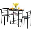 LIFEZEAL Set di 1 Tavolo da Pranzo e 2 Sedie da Cucina, per Colazione, Ergonomico, Schienale Alto, Telaio in Metallo, Sala da Pranzo, Cucina, Ristorante, Balcone, Montaggio Facile, 3 Pezzi, Nero