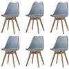 HJhomeheart Set di 6 sedie da pranzo Scandinave, Gambe in Legno massello, Cuscini per Sedie Intrecciati, Sedie da Cucina, Sedie Moderne (Grigio-6)