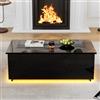 FOERPL Tavolino regolabile in altezza, tavolo basso soggiorno sollevabile ed estensibile 100 x 50 x 35 cm Controllo APP Tavolino Soggiorno con luce e stoccaggio Tavoli Centro basso quadrato nero con cassetti